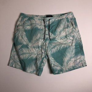 American Eagle Extreme Flex Board Shorts Size XL‎ Blue W/ White Palm Leaves J19